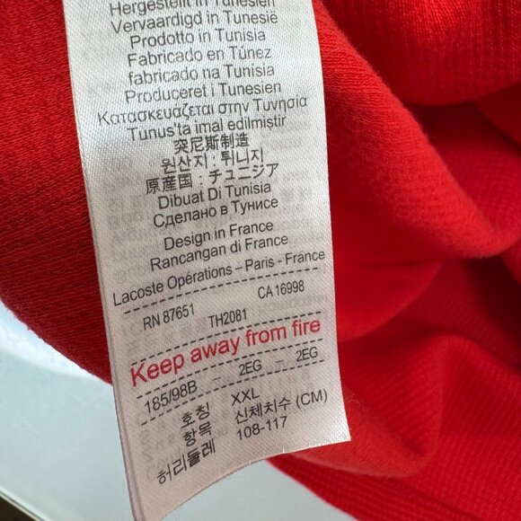 Lacoste Lounge Shirt Sleepwear Men's 2XL Orange Waffle Knit Thermal Long Sleeve - Picture 11 of 11